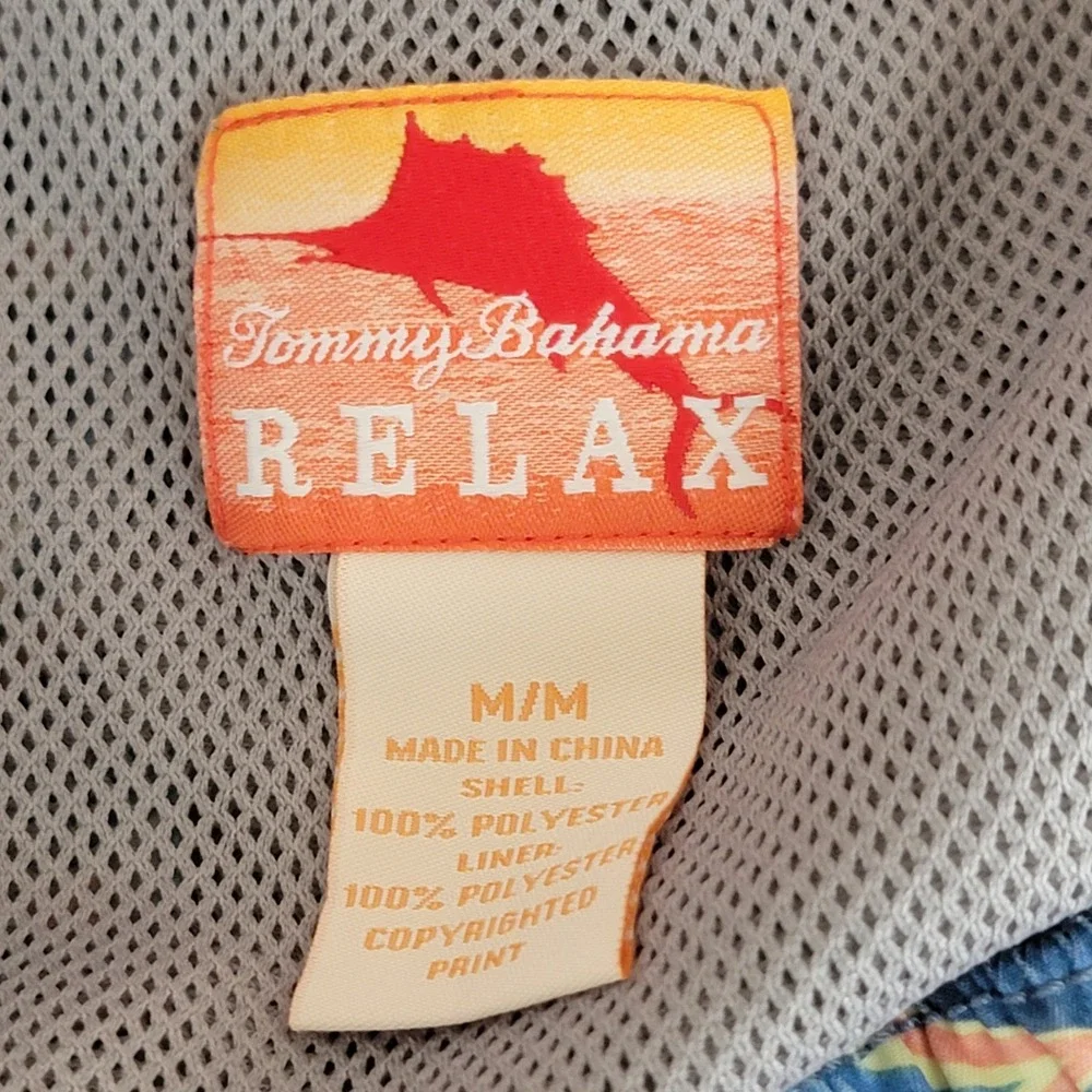 Tommy Bahama Relax Mens Medium‎ Blue Mesh Lined Swim Trunks Drawstring Resort